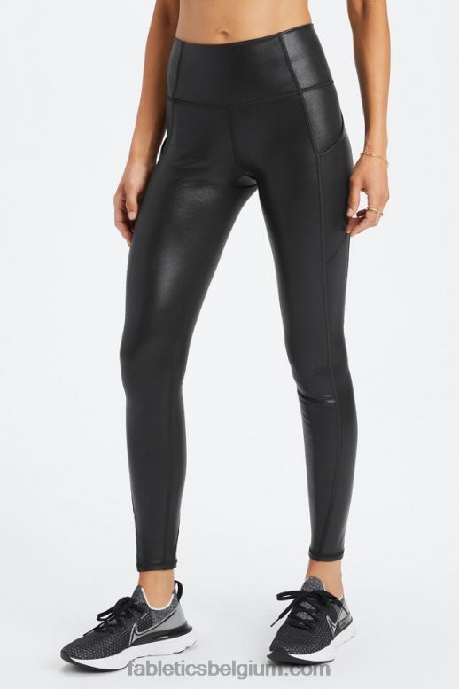 zwarte mistfolie vrouwen oasis pureluxe legging met hoge taille 69 Fabletics LH20J906