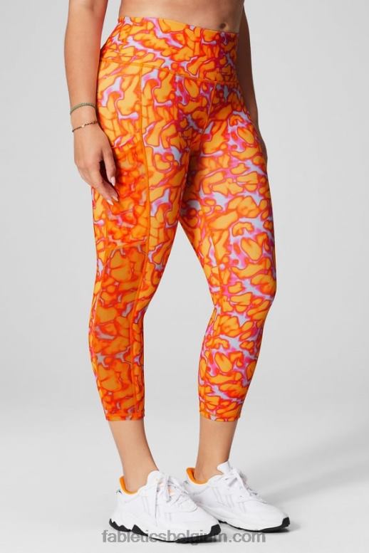zwarte/zoute spray vrouwen powerhold capri met hoge taille voor onderweg 44 Fabletics LH20J767