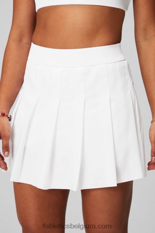 klassiek wit/mineraalgrijs vrouwen plissérok met ingebouwde short Fabletics LH20J622