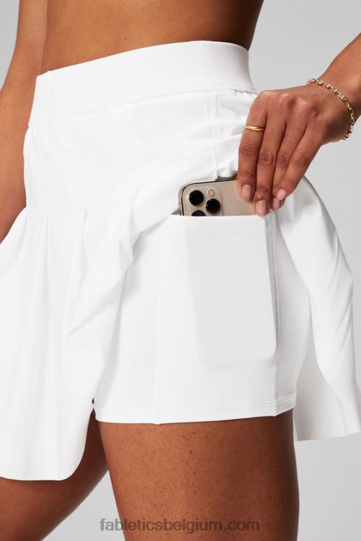 klassiek wit/mineraalgrijs vrouwen plissérok met ingebouwde short Fabletics LH20J622