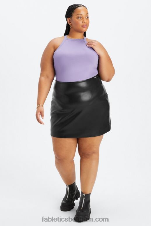 tin tweekleurig luipaard/orchidee vrouwen vegan leren minirok met hoge taille Fabletics LH20J636