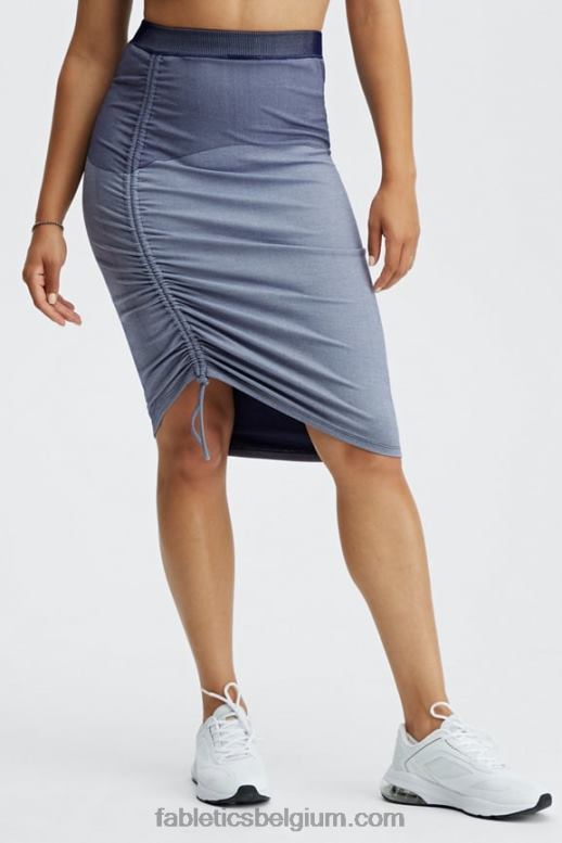 zacht-wit/navy pioenroos vrouwen rok met melodiepanelen en ruches Fabletics LH20J648