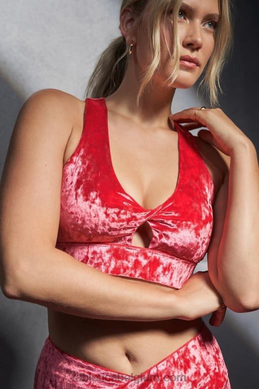 aardbei rood vrouwen oasis geplet velours twist sportbeha Fabletics LH20J1526