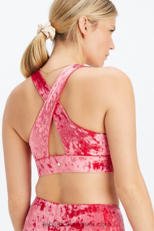 aardbei rood vrouwen oasis geplet velours twist sportbeha Fabletics LH20J1526