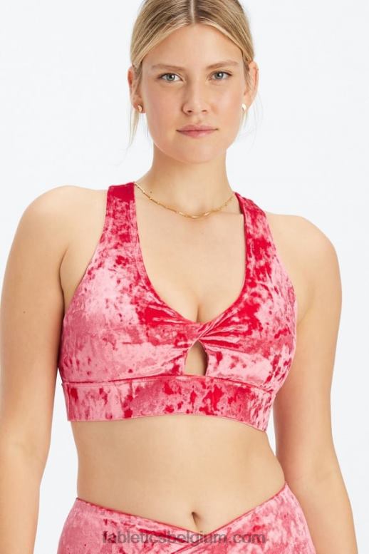 aardbei rood vrouwen oasis geplet velours twist sportbeha Fabletics LH20J1526