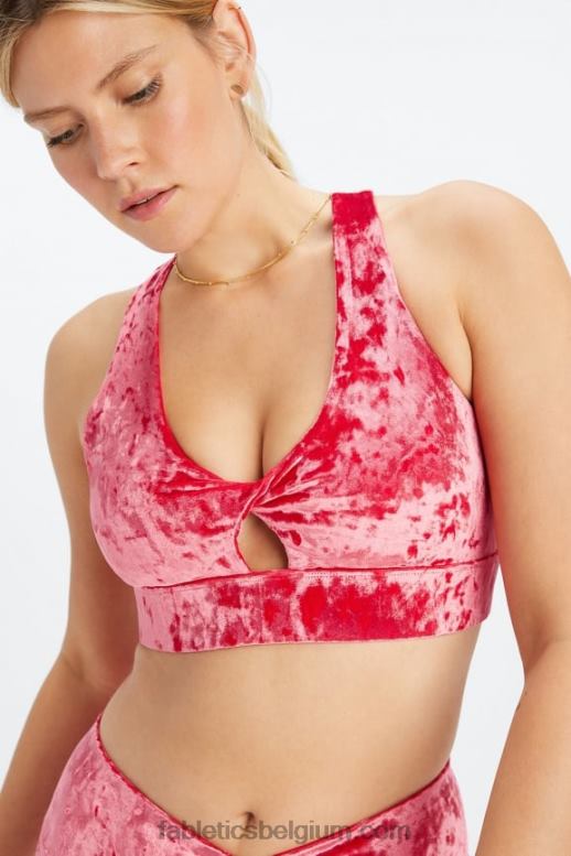 aardbei rood vrouwen oasis geplet velours twist sportbeha Fabletics LH20J1526