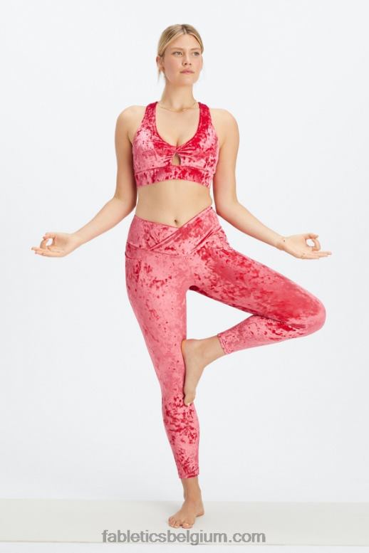 aardbei rood vrouwen oasis geplet velours twist sportbeha Fabletics LH20J1526