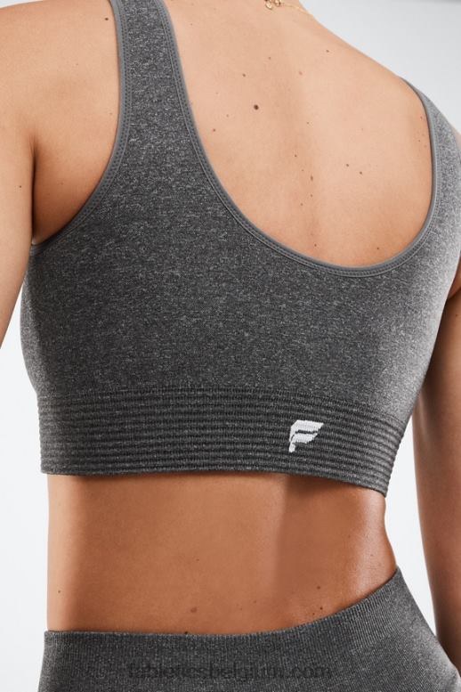 donker gemêleerd grijs/wit logo vrouwen luciana naadloze sportbeha Fabletics LH20J1655