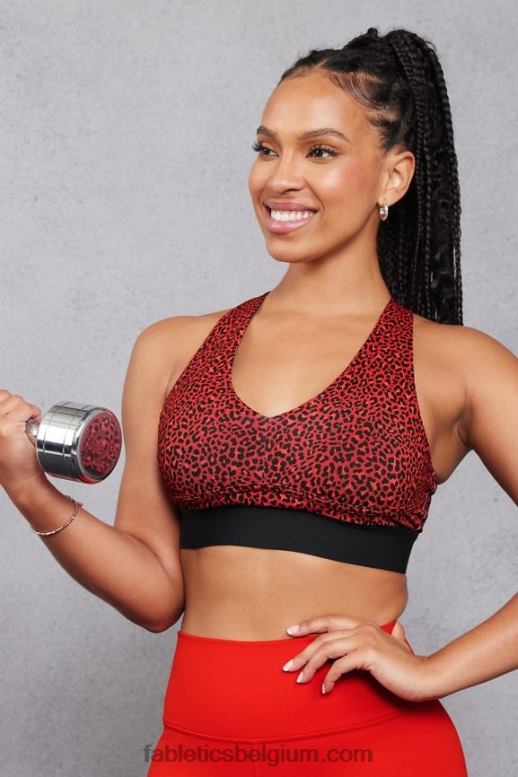 elektrische kersen mini luipaard/zwart vrouwen de hele dag elke dag beha 102 Fabletics LH20J1472