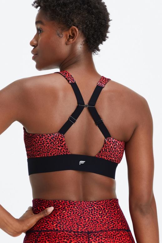 elektrische kersen mini luipaard/zwart vrouwen de hele dag elke dag beha 102 Fabletics LH20J1472
