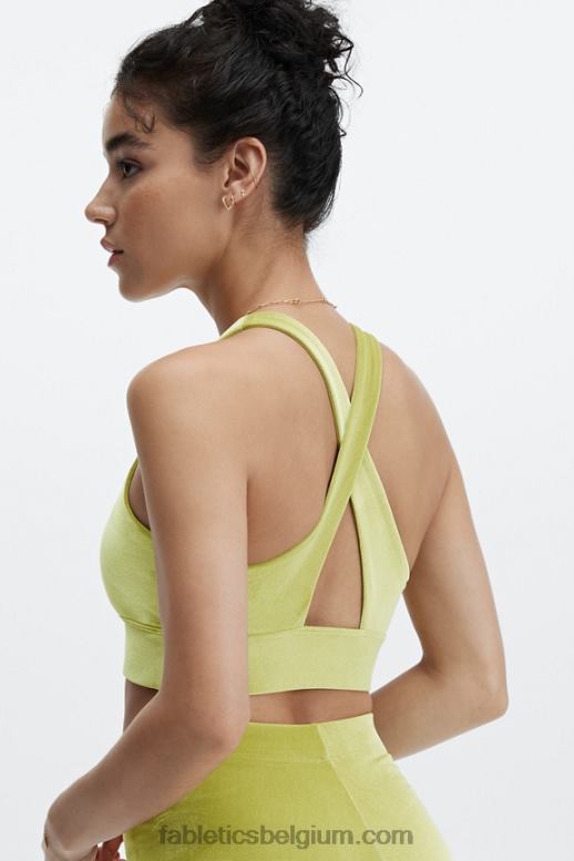 gouden blad vrouwen oasis twist velours sportbeha Fabletics LH20J1637