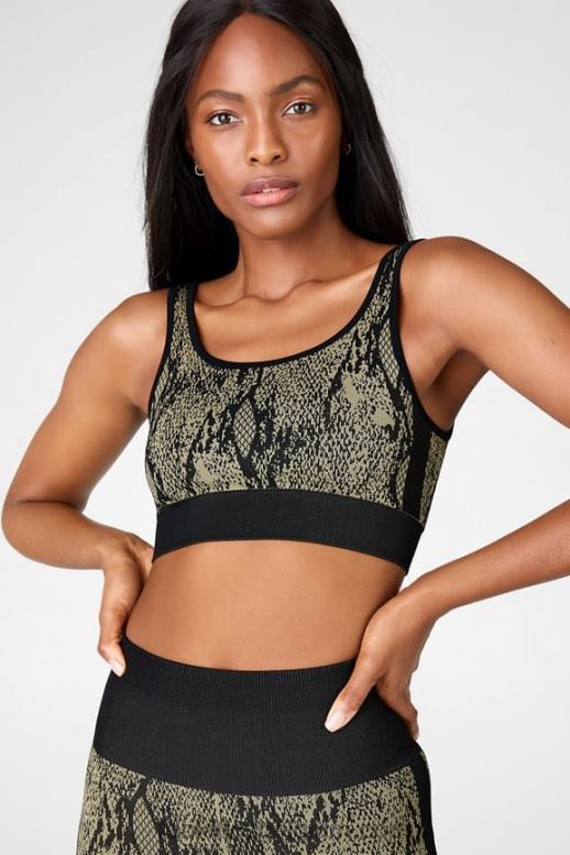 groen reptilia/zwart vrouwen kamila naadloze bh Fabletics LH20J1669