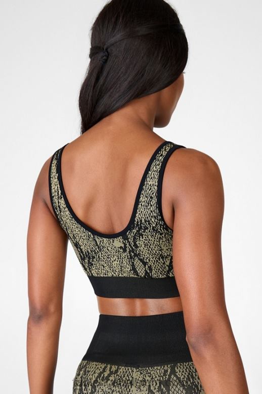groen reptilia/zwart vrouwen kamila naadloze bh Fabletics LH20J1669