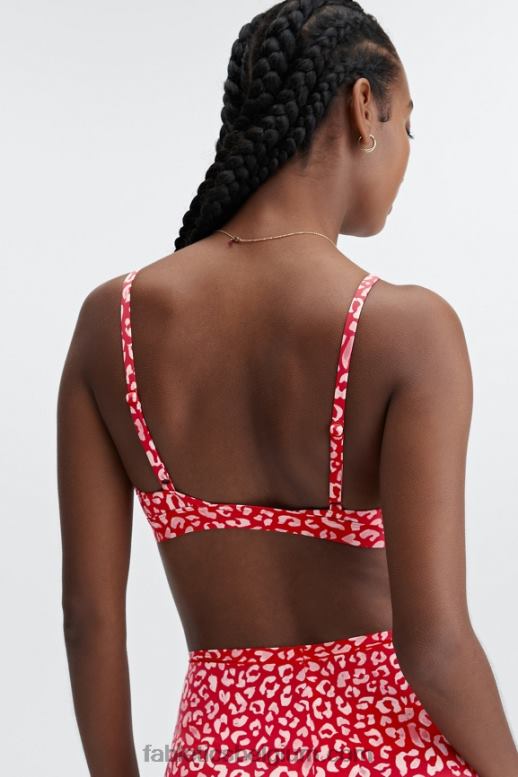 haute rode luipaardkus vrouwen fijn aanvoelende triangelbralette Fabletics LH20J1546