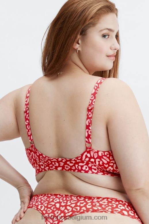 haute rode luipaardkus vrouwen fijn aanvoelende triangelbralette Fabletics LH20J1547