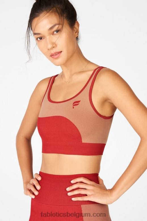 haute rood/maplewood vrouwen zonnige omkeerbare sportbeha met lage impact Fabletics LH20J1662