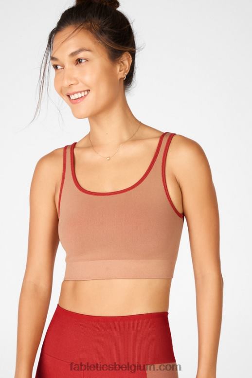 haute rood/maplewood vrouwen zonnige omkeerbare sportbeha met lage impact Fabletics LH20J1662