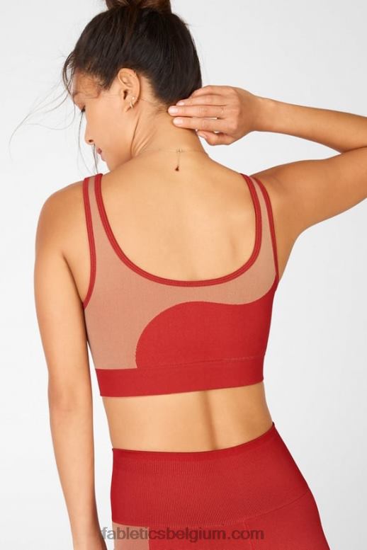 haute rood/maplewood vrouwen zonnige omkeerbare sportbeha met lage impact Fabletics LH20J1662