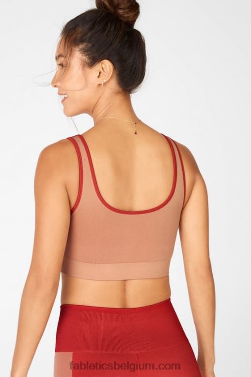haute rood/maplewood vrouwen zonnige omkeerbare sportbeha met lage impact Fabletics LH20J1662
