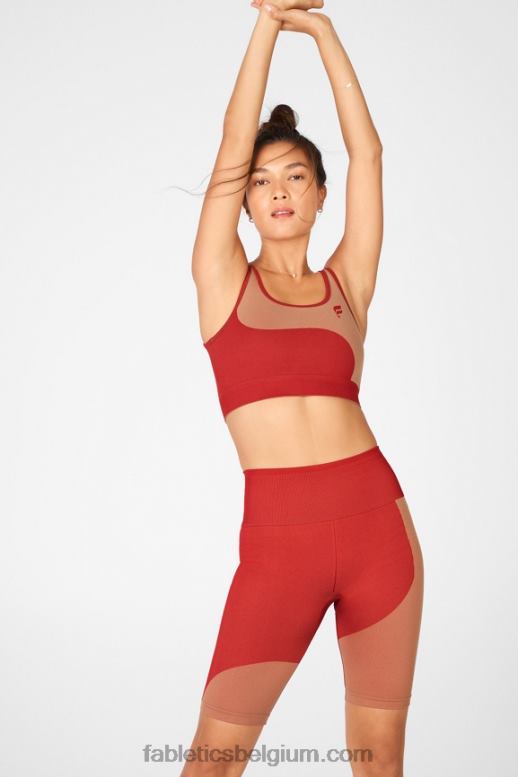 haute rood/maplewood vrouwen zonnige omkeerbare sportbeha met lage impact Fabletics LH20J1662