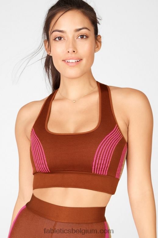 java/tapioca/pluche roze vrouwen Kelsea naadloze sportbeha Fabletics LH20J1670