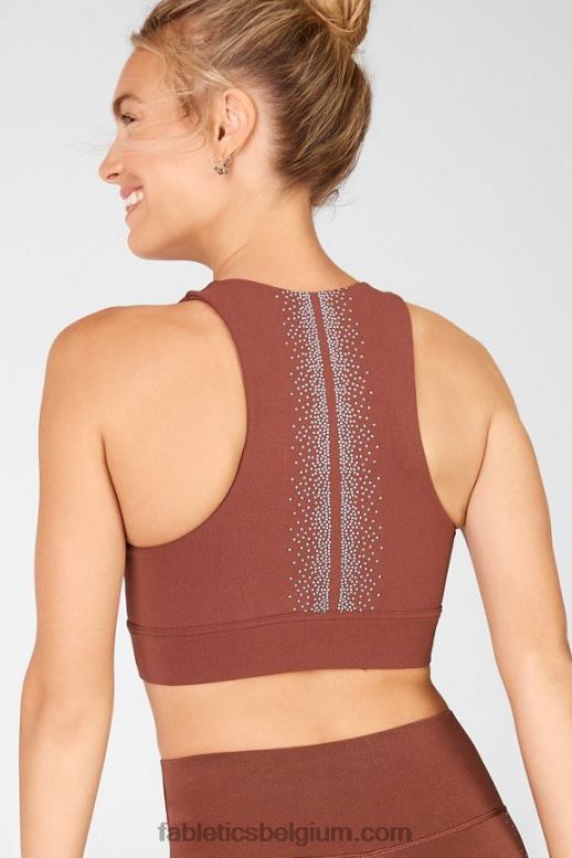 kastanje/reflecterend zilver vrouwen Oaklyn reflecterende sculptgebreide bh Fabletics LH20J1687