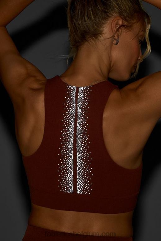 kastanje/reflecterend zilver vrouwen Oaklyn reflecterende sculptgebreide bh Fabletics LH20J1687