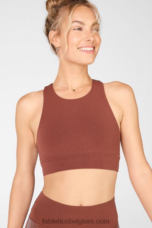kastanje/reflecterend zilver vrouwen Oaklyn reflecterende sculptgebreide bh Fabletics LH20J1687