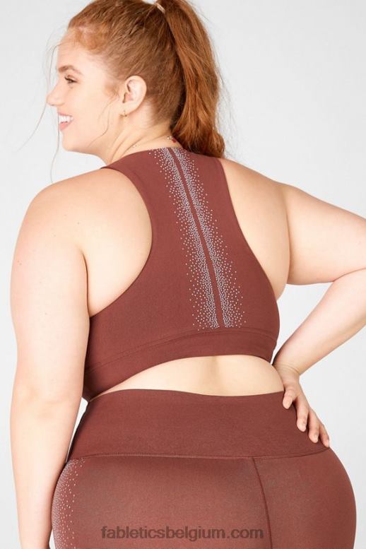 kastanje/reflecterend zilver vrouwen Oaklyn reflecterende sculptgebreide bh Fabletics LH20J1688