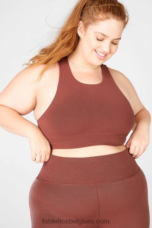 kastanje/reflecterend zilver vrouwen Oaklyn reflecterende sculptgebreide bh Fabletics LH20J1688