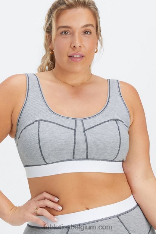 klassiek grijs gemêleerd/wit vrouwen wafel bh Fabletics LH20J1536