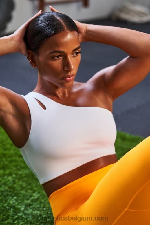 klassiek wit vrouwen asymmetrische midi-bh met dubbele bandjes Fabletics LH20J1487