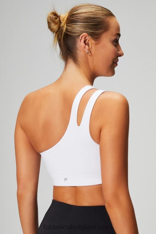 klassiek wit vrouwen asymmetrische midi-bh met dubbele bandjes Fabletics LH20J1487