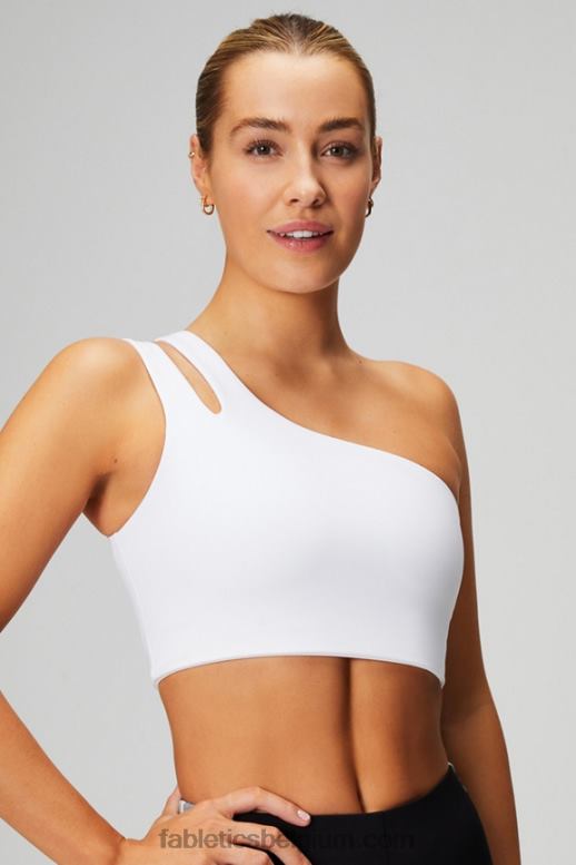 klassiek wit vrouwen asymmetrische midi-bh met dubbele bandjes Fabletics LH20J1487