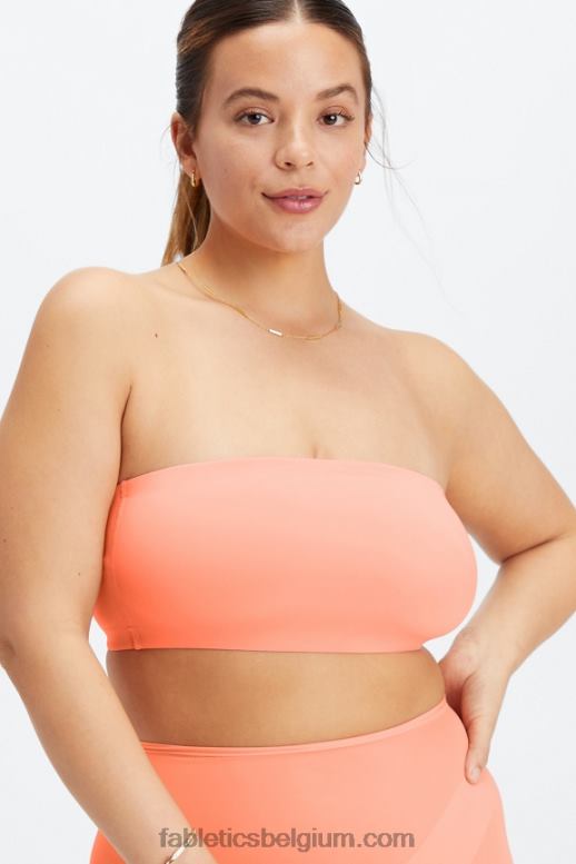 koraal vrouwen fijn aanvoelende bandeau-bralette Fabletics LH20J1566