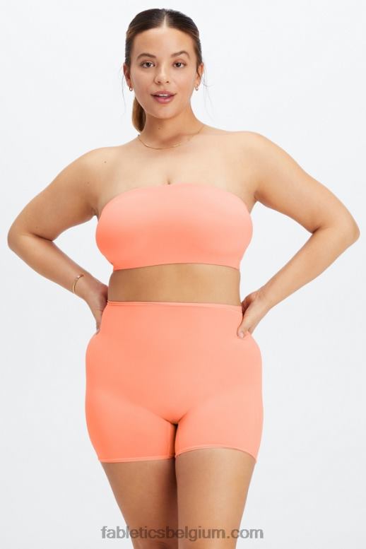 koraal vrouwen fijn aanvoelende bandeau-bralette Fabletics LH20J1566