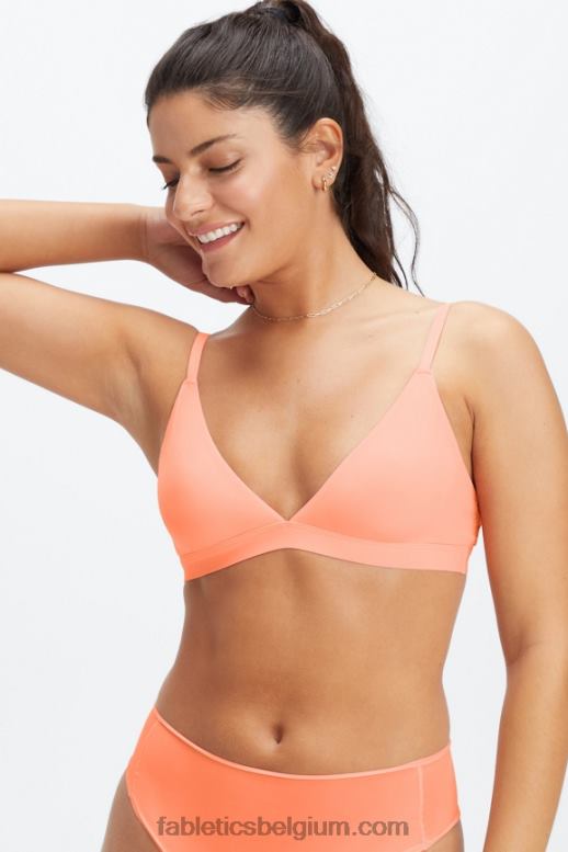 koraal vrouwen fijn aanvoelende triangelbralette Fabletics LH20J1541
