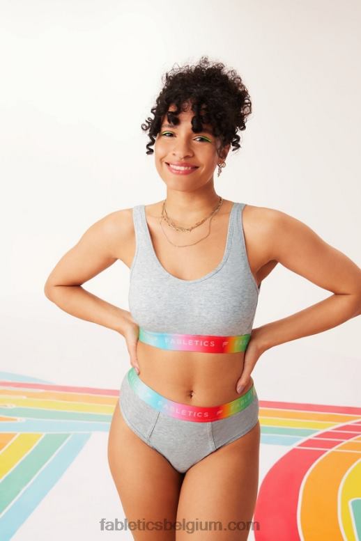 lichtgrijze heide vrouwen 24/7 Pride lounge bralette Fabletics LH20J1584