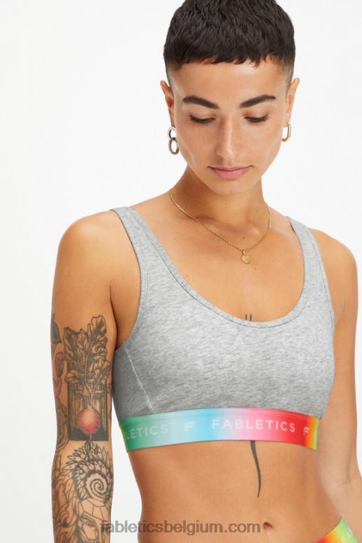 lichtgrijze heide vrouwen 24/7 Pride lounge bralette Fabletics LH20J1584