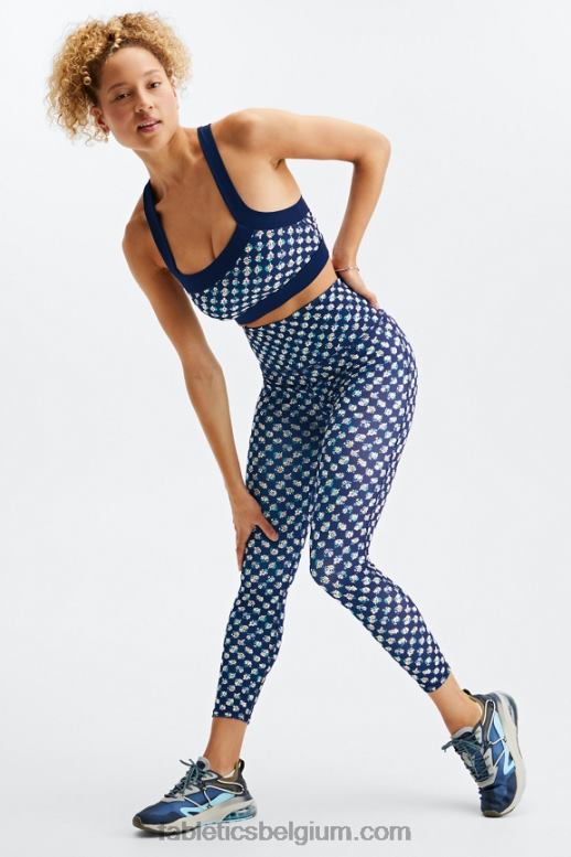 madeliefjeveld geruit/diep marineblauw vrouwen Greta lage impact sportbeha Fabletics LH20J1626