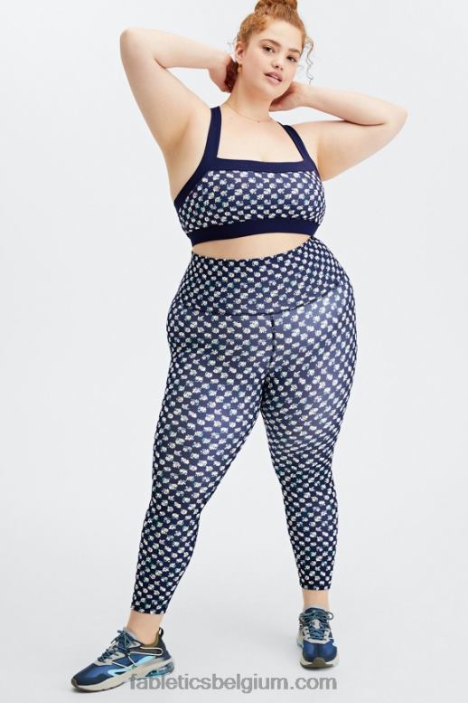 madeliefjeveld geruit/diep marineblauw vrouwen Greta lage impact sportbeha Fabletics LH20J1627