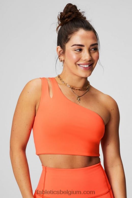 passie sinaasappel vrouwen asymmetrische midi-bh met dubbele bandjes Fabletics LH20J1486
