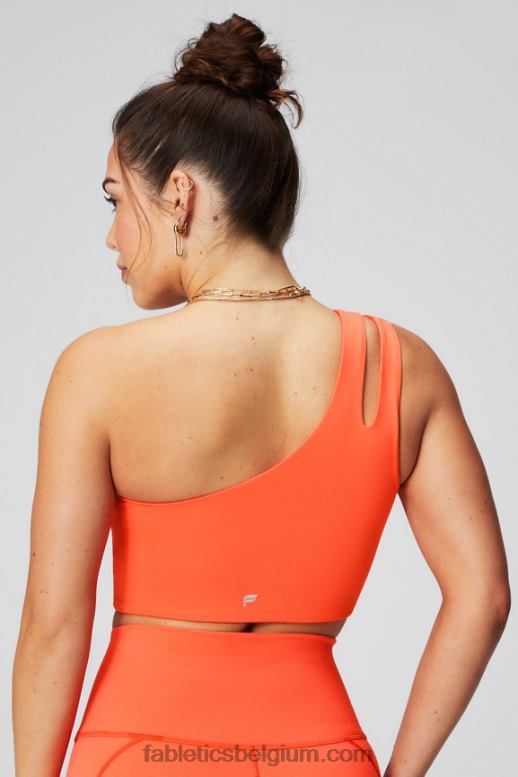 passie sinaasappel vrouwen asymmetrische midi-bh met dubbele bandjes Fabletics LH20J1486