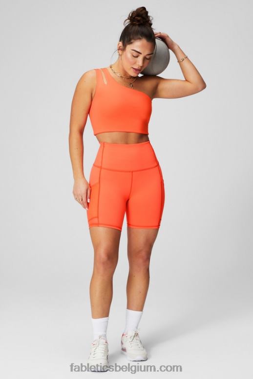 passie sinaasappel vrouwen asymmetrische midi-bh met dubbele bandjes Fabletics LH20J1486