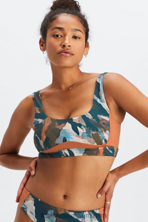 penseel camo/sequoia vrouwen scoop back zwembeha Fabletics LH20J1606