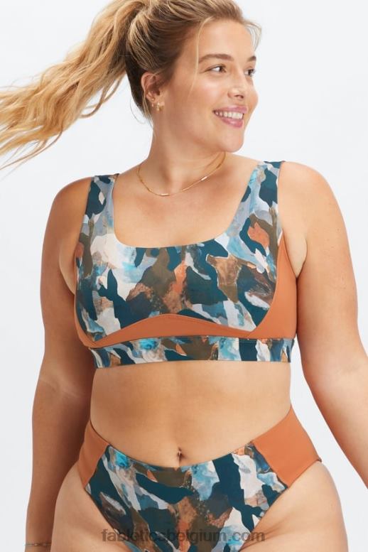 penseel camo/sequoia vrouwen scoop back zwembeha Fabletics LH20J1607