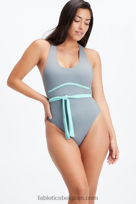 regenwolk/blauwe lucht vrouwen badpak met racerback en veters Fabletics LH20J1610