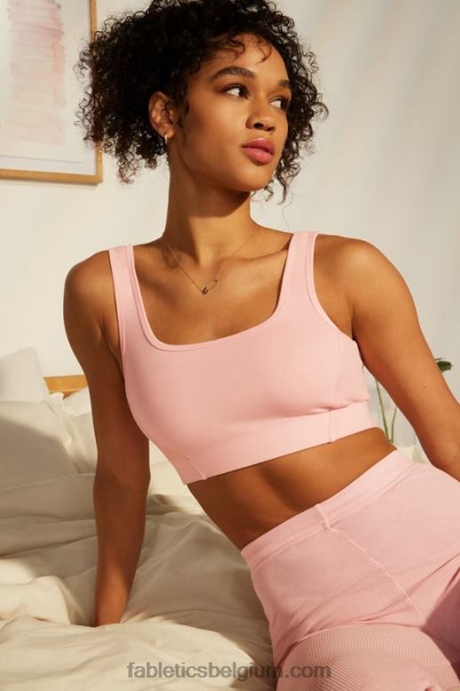 roze stofheide vrouwen restoreknit bralette met lage rug Fabletics LH20J1548