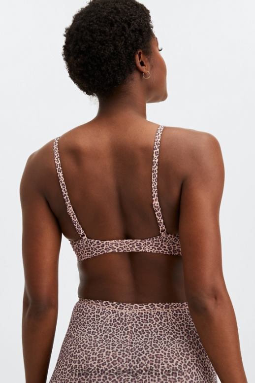 stoffige rozetluipaardvlek vrouwen fijn aanvoelende triangelbralette Fabletics LH20J1543