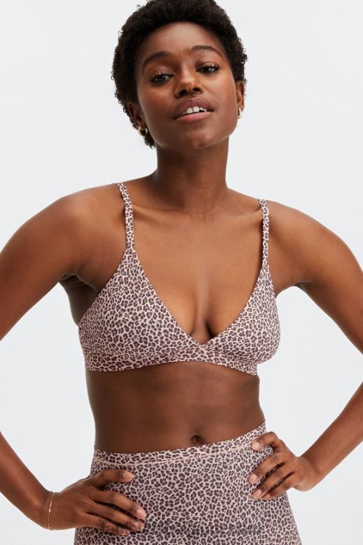 stoffige rozetluipaardvlek vrouwen fijn aanvoelende triangelbralette Fabletics LH20J1543
